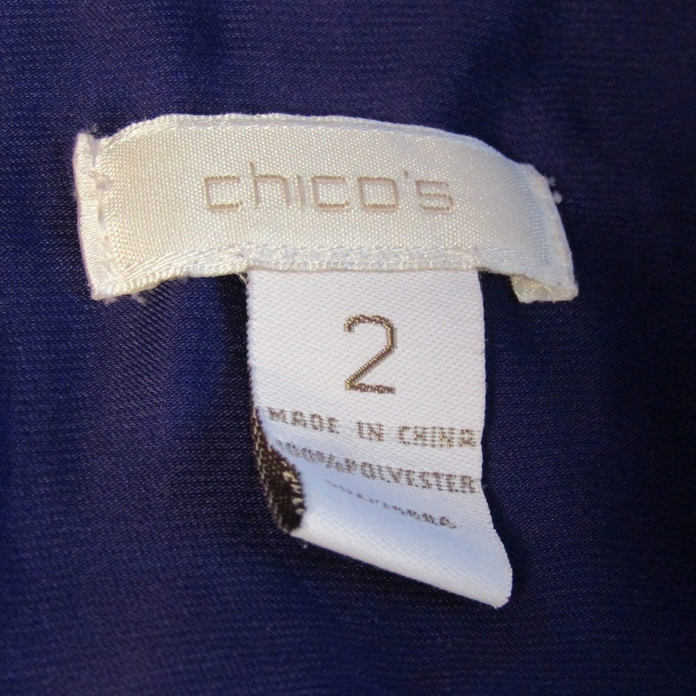 Chico's 2 Size L 12 Purple Roll Tab Sheer Blouse - Picture 5 of 5